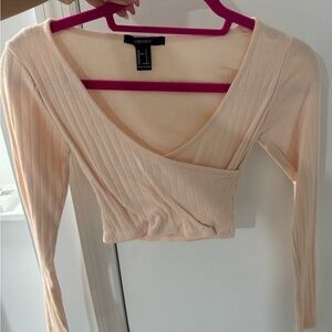 Forever 21 light pink Ribbed Wrap shirt